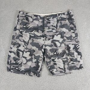 Levi's Cargo‎ Shorts Men's 40 Gray Black Camo Metal Buttons Zip Camo White Tag